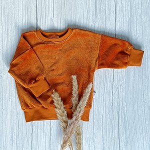 Übergroßer Pullover Velours Cognac