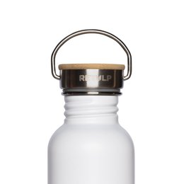 Rustfrit stål drikkeflaske bambus låg 500 ml stilk HVID