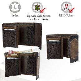 Sunsa damesportemonnee. Leren portemonnee. Portemonnee met RFID-bescherming. Portemonnee gemaakt van overgebleven leer. middelgrote portemonnee voor dames met veel creditcardvakjes - portemonnee voor dames, cadeau-idee