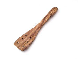 Pfannenwender mit Löcher Länge 30 cm aus Olivenholz