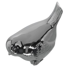 SET 2 FIGURE DI UCCELLI IN CERAMICA ARGENTO _13X8X11+12X8X12CM LL53790