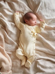 Woolen box suit / crawler - merino wool - natural