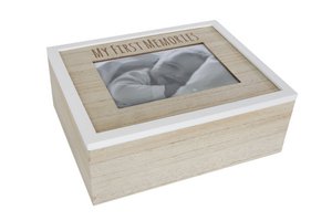 Opbergbox My First Memories naturel-wit hout 24x19x9cm