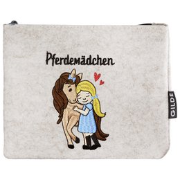  Rectangular beige gift bag with an illustration of a girl and a horse, text "Pferdemädchen" (Horse Girl). The bag is 15 cm high and sold in a pack of 12.