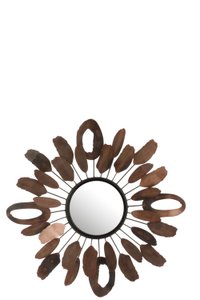 J -Line mirror pieces of oval - Metal - Brown - Ø 61 cm