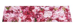  A vibrant table runner featuring a floral pattern of sweet pink and red roses, measuring 40x150cm.