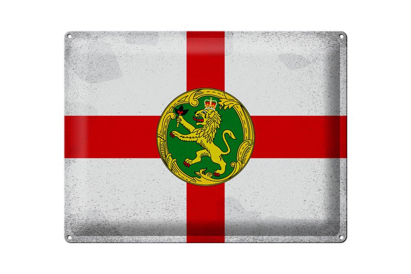 Tin Sign Flag Alderney 40x30cm Flag Alderney Vintage
