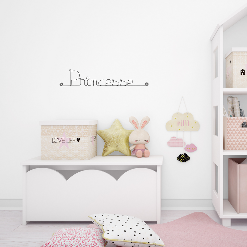 Décoration Murale en Fil de Fer "Princesse" - à punaiser - Bijoux de Mur - Chambre Enfant/Ado