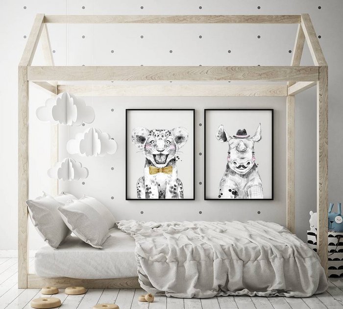 Neushoorn Kinderkamerposter Hoedje