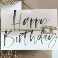 happy birthday - folding card with envelope nude