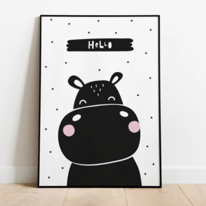 Kinderzimmer Poster Nilpferd Hallo