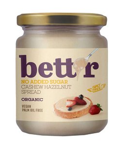 Cashew Heazelnut Spread with No Added Sugar, organic, Bett'r, 250g
