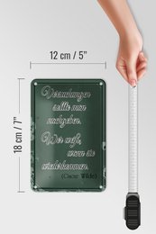 Tin sign saying 12x18cm Temptations should be given in decoration