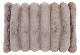 Taupe-colored cushion with soft, plush texture and rectangular shape, suitable for living room or bedroom decor.