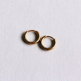 Stainless steel creole earrings, 10mm diameter, gold color, basic style.