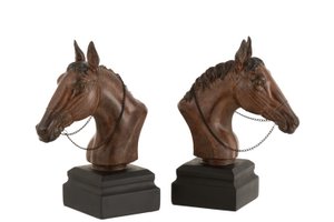 J-Line bookend Horse - polyresin - brown - 2 pieces