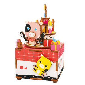 RoboTime, Music Box Wood DIY 3D -Puzzle Alles Gute zum Geburtstag, AM309, 7.3x8.5x13cm