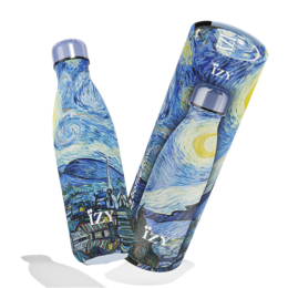 Starry Night - Van Gogh 500ML Thermos Bottle. Insulated stainless steel bottle with a vibrant, artistic design inspired by Van Gogh's famous painting. Keeps drinks hot or cold for up to 12 hours.