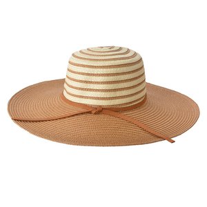 Hat ladies Ø 58 cm Beige Paperstro Stripes Sun Hat