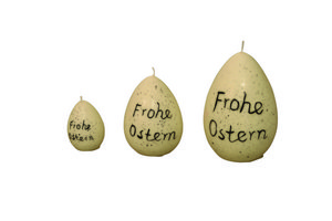 Eikerze, 12 cm, sortiert: Hase und "Frohe Ostern"