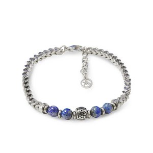 Men's Wheat Chain Bracelet with Stone Beads