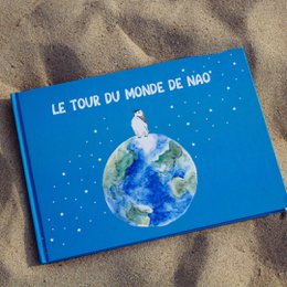 Livre pour enfant le tour du monde de Nao voyage sur 5 kontinenter dessins à l'aquarelle modelèle unique