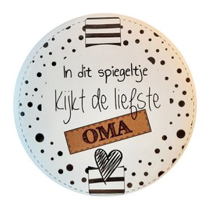 Spiegel 75mm mit Text ''In diesem Spiegel sieht die süßeste Oma aus.