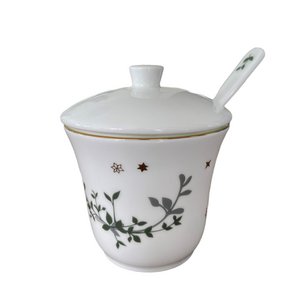 Wintersterne, Zuckerdose mit Deckel und Löffel