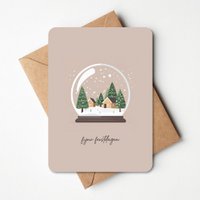 Kerstkaart | Sneeuwbol winterlandschap