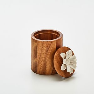 Wooden box and porcelain flower - TIBU-S