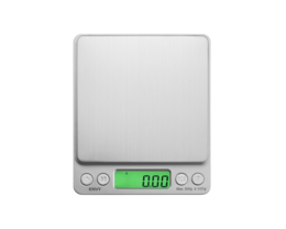 Precision digital scale with green LCD display, compact and lightweight design for accurate weighing of small items.