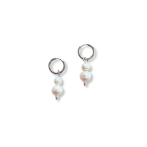 Earrings Big & Small Pearls - Silver