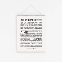 Poster with inspirational French text, featuring a minimalist typographic design in neutral colors.
