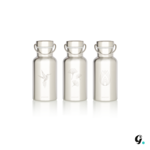 Gaspajoe isoleerfles model GROOVY 350 ml - gegraveerd Colibri, Lotus Line en Gingko
