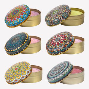 Natural olive oil soap in a decorative can - 6 Set - Mandala - fragrance mix
