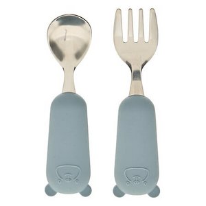 Baby-Silikon-Edelstahlbesteck blau