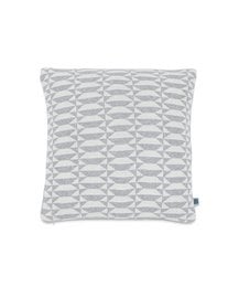 Grey cushion cover with a repeating geometric pattern, suitable for living room or bedroom decor.