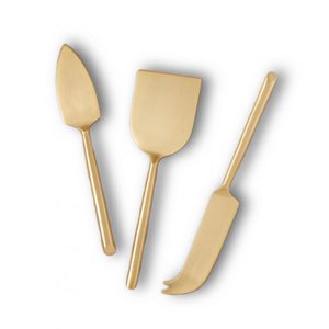 Käsemesser-Set 3-teilig Italien – Mattgold – Edelstahl 18/10 – Käsemesser-Set – für Hart- und Weichkäse