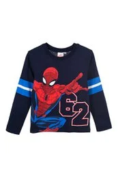 Navy blue long-sleeved t-shirt with Spiderman graphic and number 2 design. Made of officially licensed Spiderman products by Sun City Group for kids.