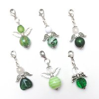 Guardian angel "color sets purple to black" key chain, set of 6, silver