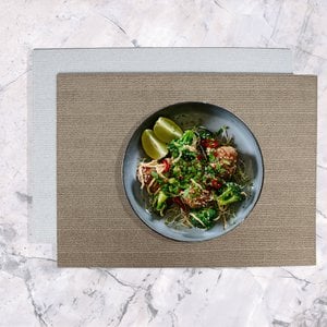 Tischset 6-er Set rechteckig Leinenoptik weiß braun