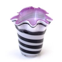 Glazen Vaas "Zebra Collectie" - Paars - hoogte 20 cm - ø 19 cm