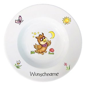 Suppenteller Eule mit oder ohne Wunschname