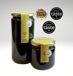  Dark glass jars forest honey, golden lid, award-winning taste, natural organic product
