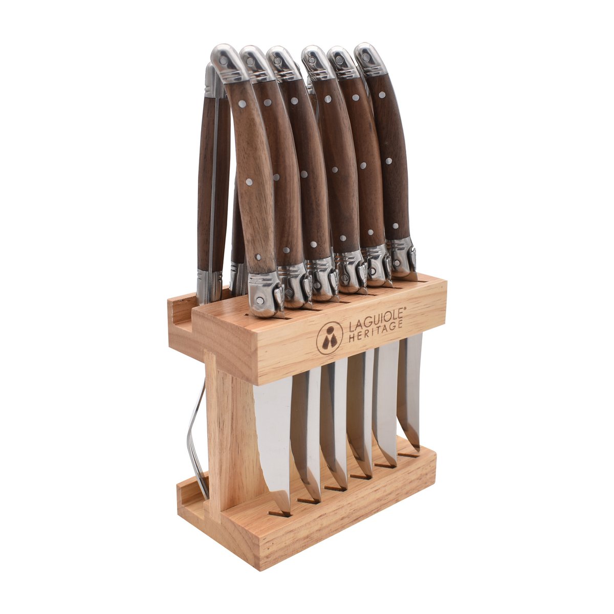LAGUIOLE HERITAGE Set of 6 knives and 6 forks, walnut wood handle