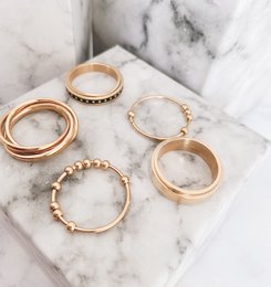 R1062 Classic Anxiety Fidget Ring 10 Bolde Guldfarvet