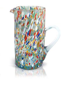 1 Hand and hand -worked Handed Glass Carafe with Murrine di Murano, "I Colori di Murano" line 1000 ml. Made in Italy