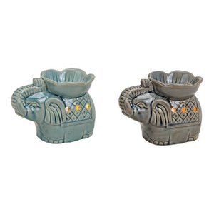Geurlamp olifant van keramiek, 2 assorti, B14 x D9 x H11 cm