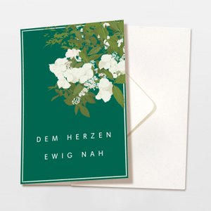 Folding card mourning card white flowers with envelope, FSC certified