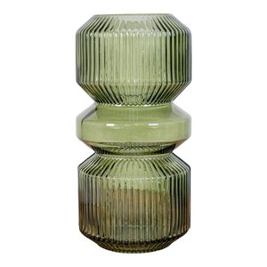 Vase - Green, Glass, Ø12x25 cm